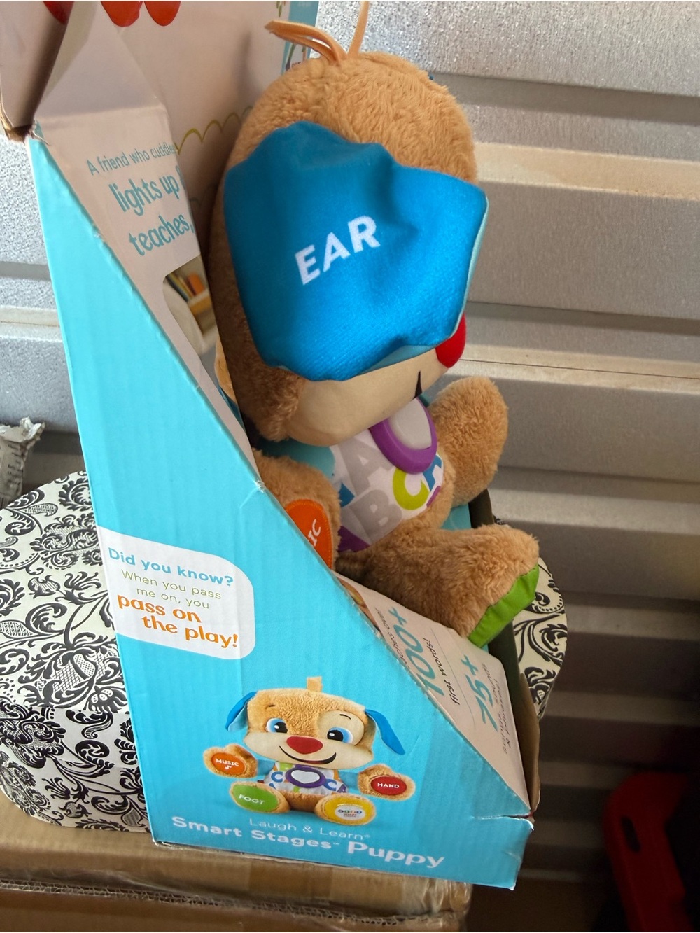 Fisher-Price Tan Puppy Plush with Blue Ears and Colorful ABC Heart - Picture 7 of 8